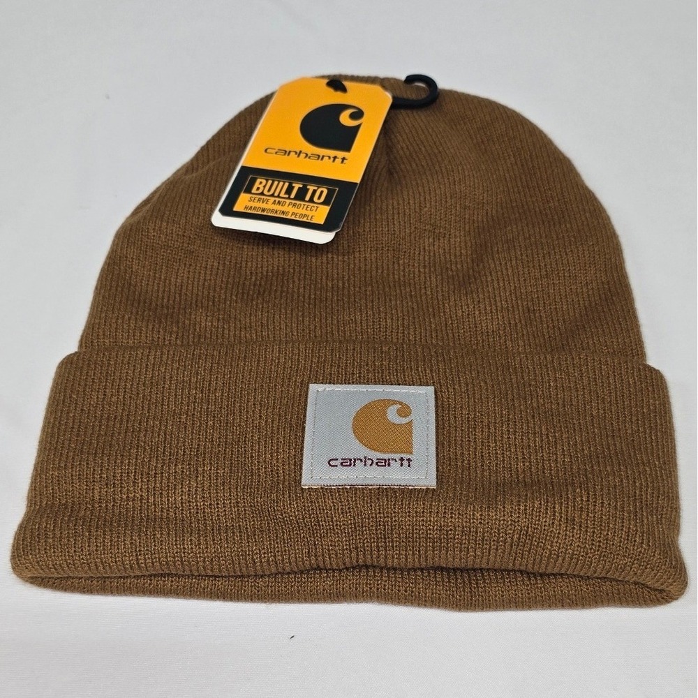 Carhartt A18 Acrylic Watch Hat Brown Beanie Knit Cuff Logo Cap New with Tags